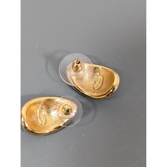 Vintage Napier Blue Enamel Teardrop Drop Earrings Gold Tone Classic - Picture 5 of 7